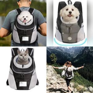 🔸️NWT Gray & Black Breathable Small Pet Travel Carrier Backpack